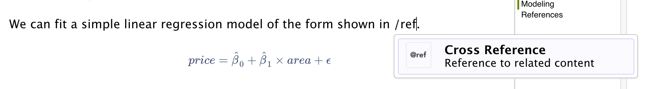 Use the insert anything tool in the visual editor to insert a cross reference.